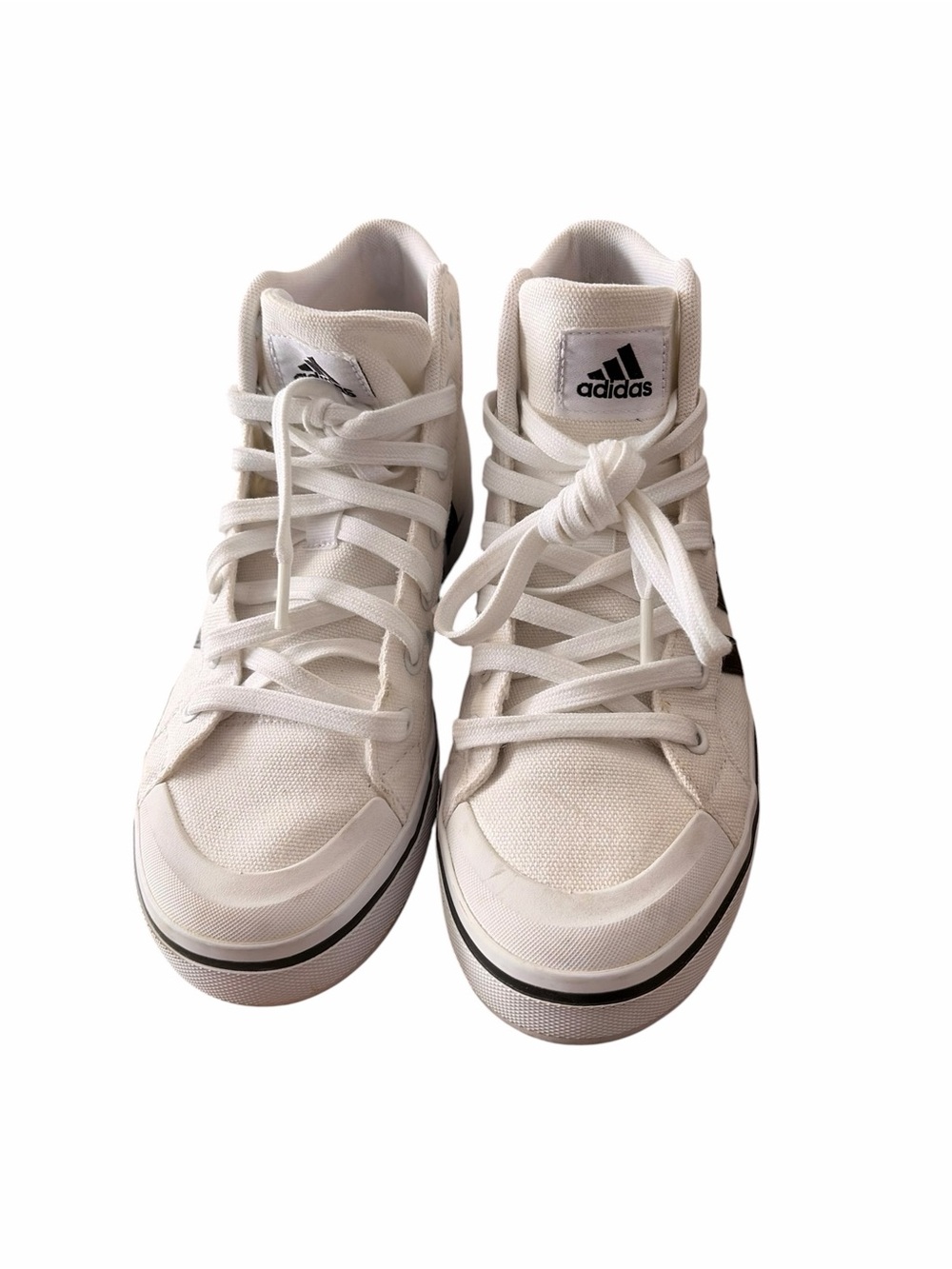 adidas White High-Top Canvas Sneakers with Black Logo